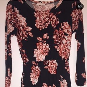 black midi dress with flowers